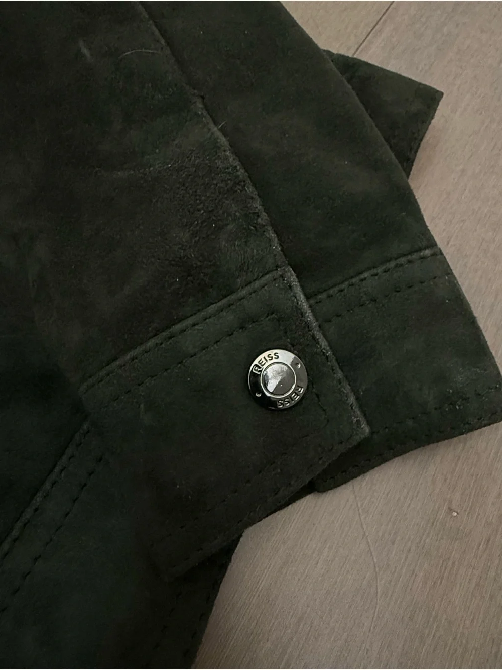 Reiss Forest Green Pike Suede Zip Through Jacket